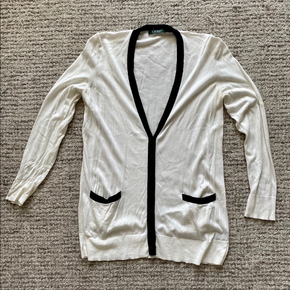 Ralph Lauren Cream Cardigan With Black 